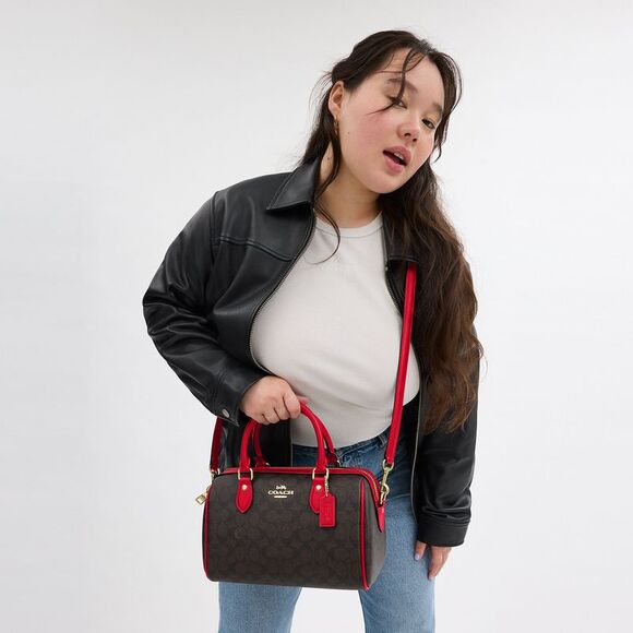 NWT Coach Outlet Rowan Satchel Bag In Signature Canvas - Picture 4 of 6